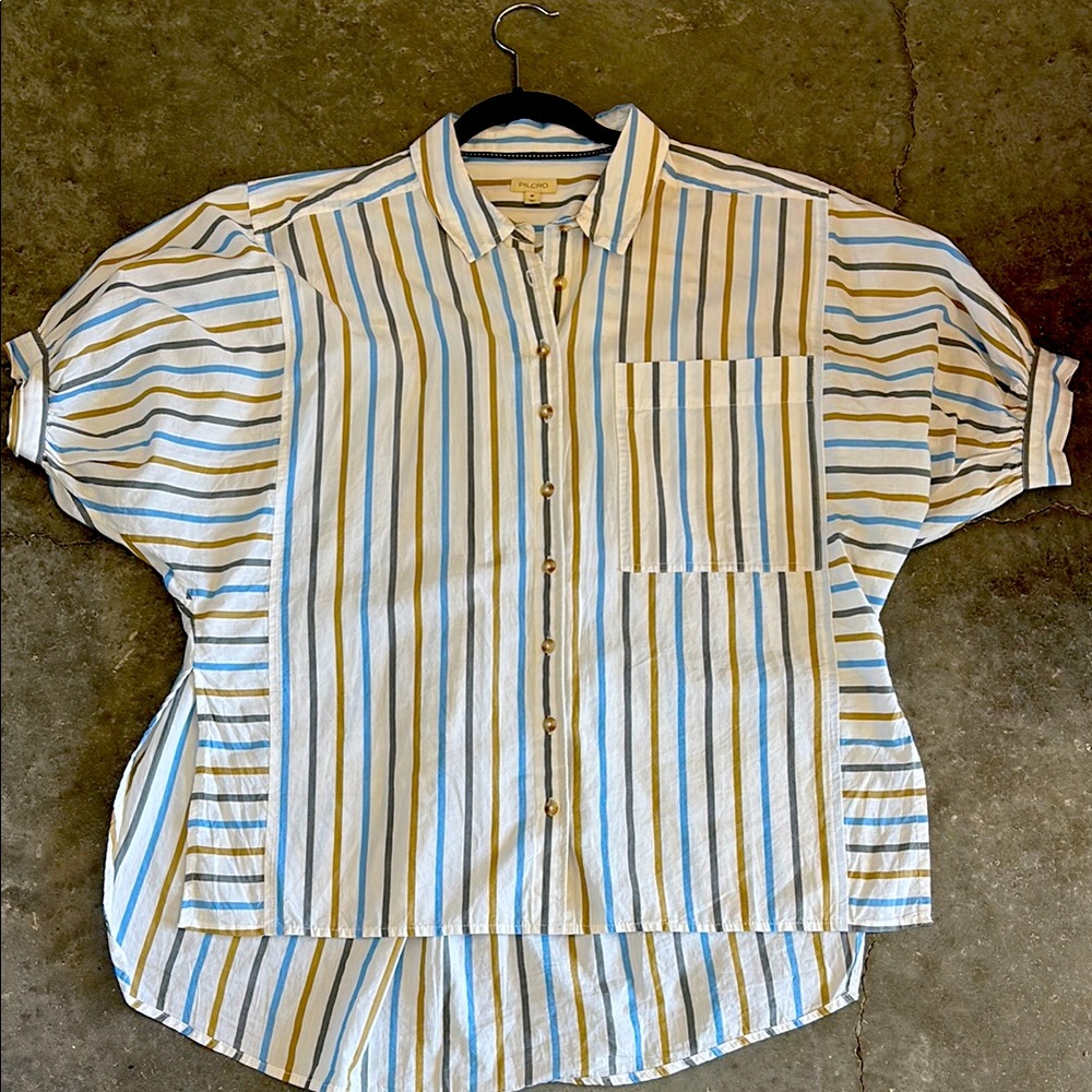 Anthro Pilcro striped oversized button down shirt